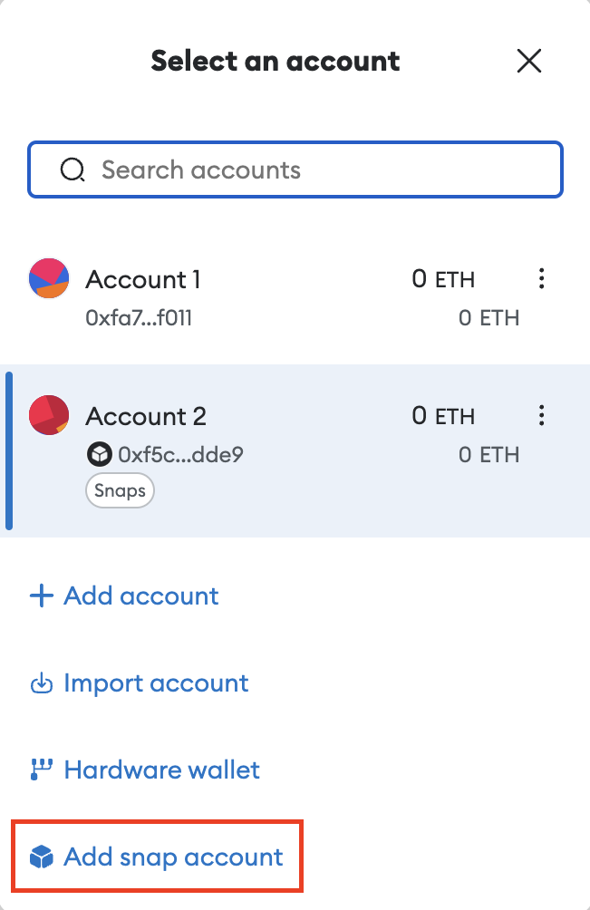 Add Snap account option