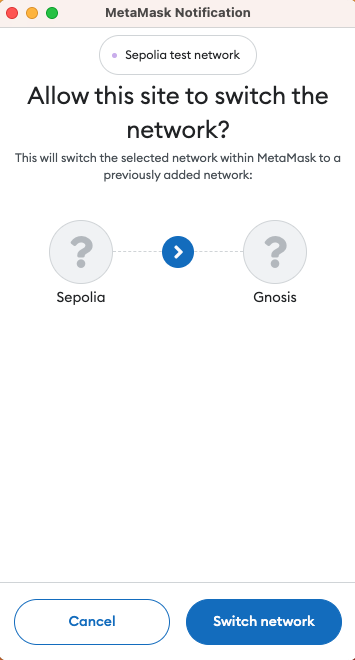Switch network confirmation